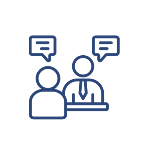Icon representing career assistance, job placement support, resume guidance, and interview preparation.