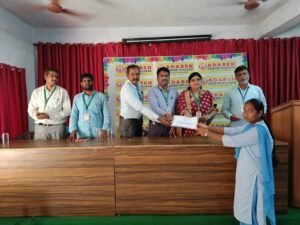 Student receiving BFSI skill development certificate from Coursync during live training at Adarsh College Visakhapatnam.