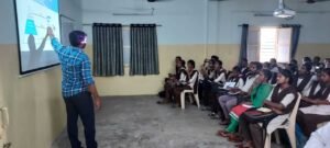 Instructor Anil teaching Tally to students during the Coursync BFSI Banking live training program at AMAL College, Anakapalle.