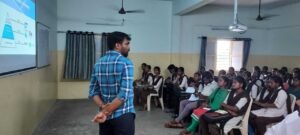 Instructor Anil teaching Tally to students during the Coursync BFSI Banking live training program at AMAL College, Anakapalle.